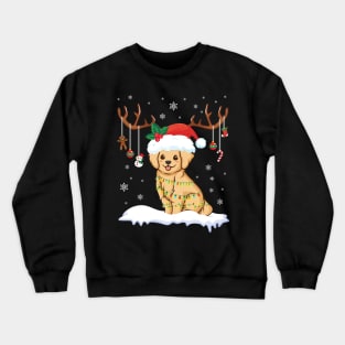 Golden Retriever Reindeer Santa Noel Costume Dancing On Snow Crewneck Sweatshirt